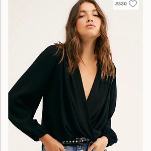Free People Black Blouse